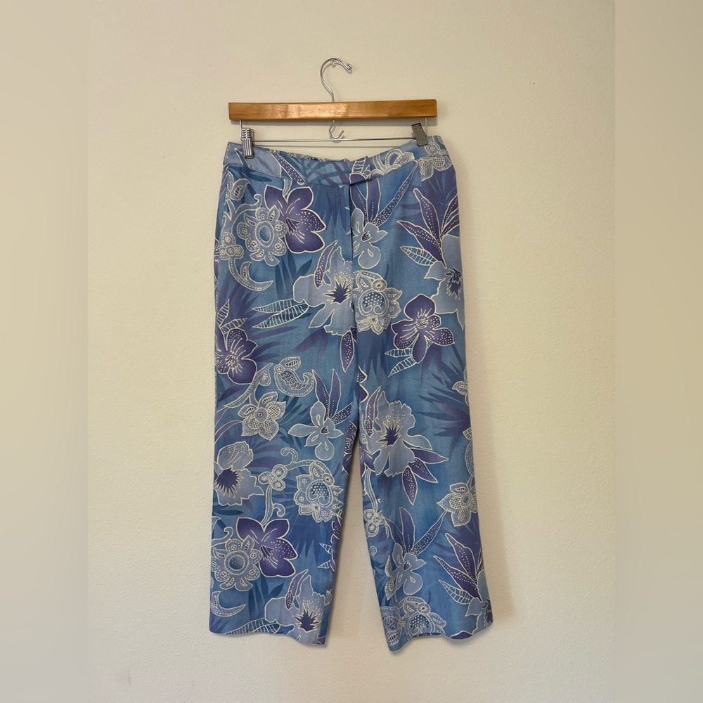 August Silk Blue Floral Pants